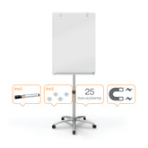 Nobo Glass Mobile Flipchart Easel Magnetic 700x1000mm Silver 1903949 DD